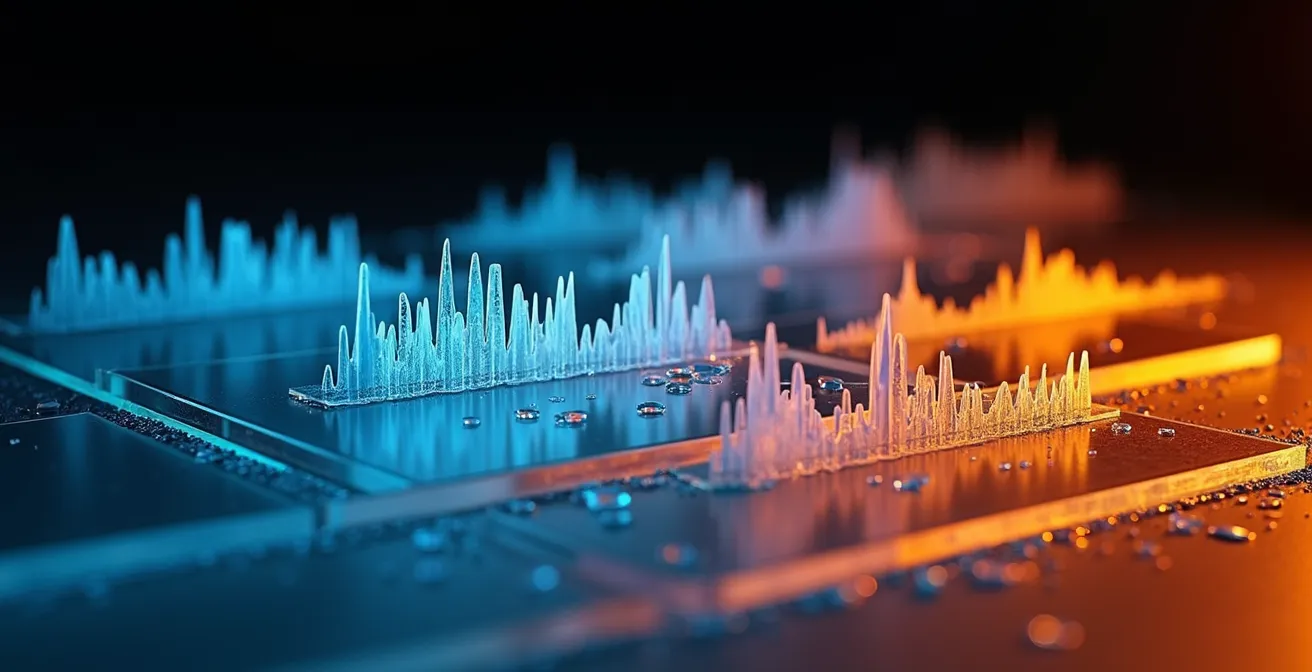 Makroaufnahme von Schallwellen mit verschiedenen Kompressionsstufen