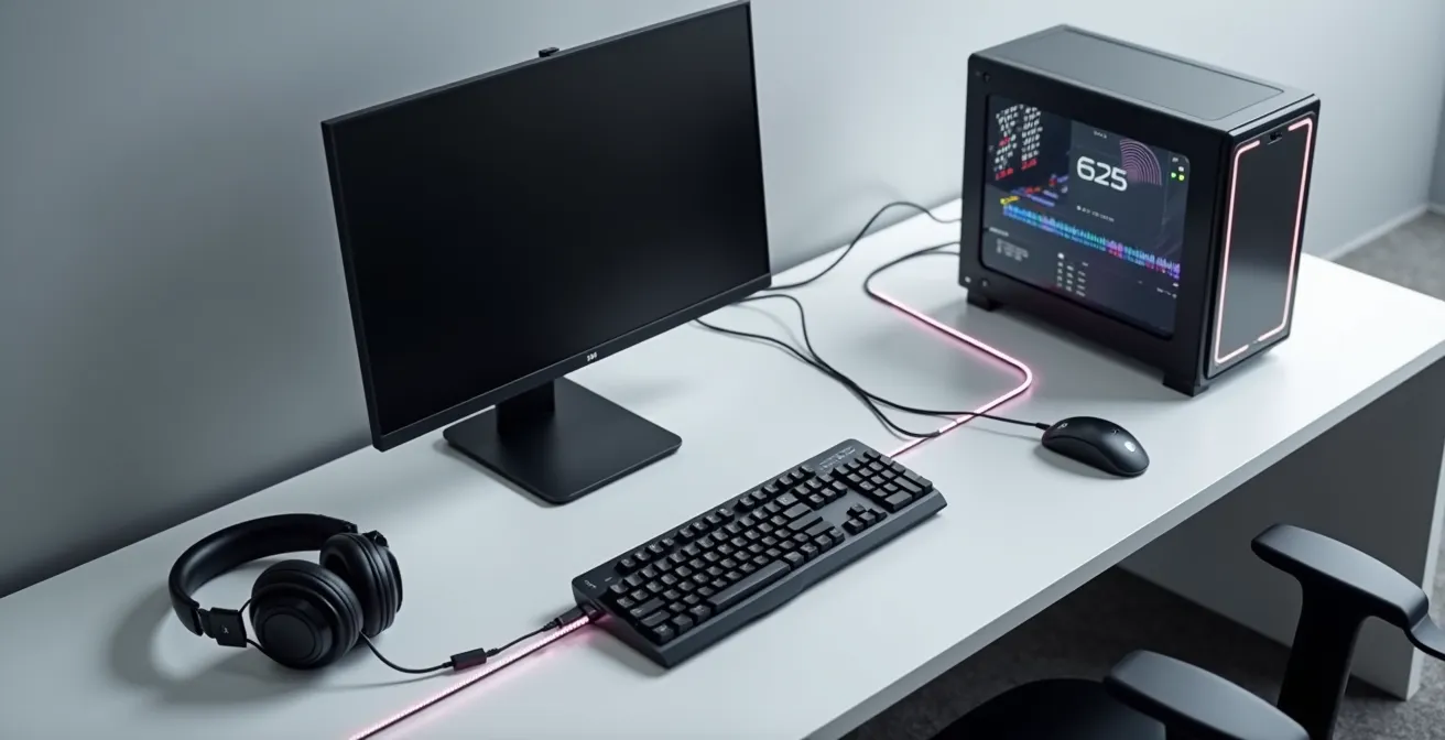 Minimalistische Darstellung der Audio-Signalkette vom Spiel zum Kopfhörer