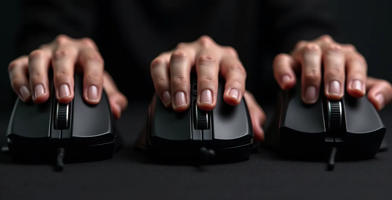 Vergleich der drei Gaming-Maus-Griffstile für ergonomisches Spielen