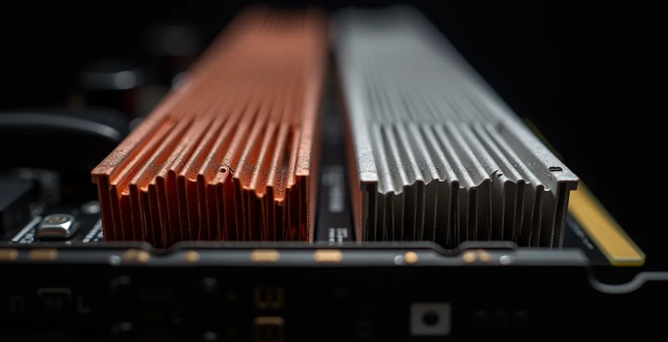 Detailaufnahme von Premium- und Budget-Kühlerlösungen bei Grafikkarten
