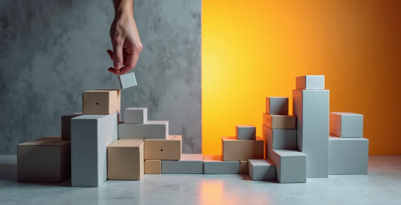 Greybox-Prototyp eines Spiellevels mit geometrischen Formen