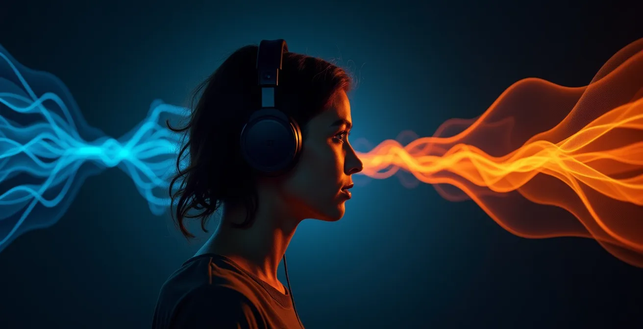 Visualisierung der HRTF-Technologie und wie Schallwellen das menschliche Gehör erreichen