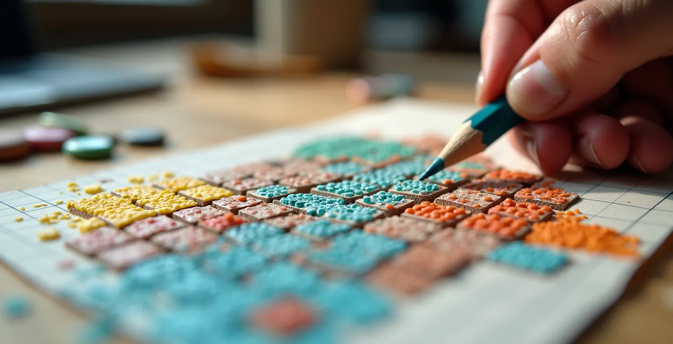 Nahaufnahme moderner Pixel-Art mit komplexen Beleuchtungseffekten