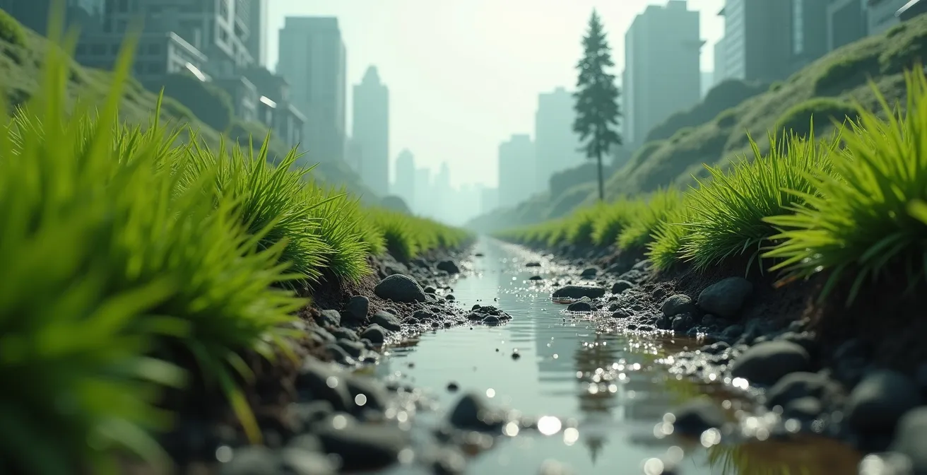 Spielerlandschaft, in der Bäume und Gebäude plötzlich aus dem Nichts erscheinen, während der Charakter läuft